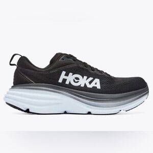 Hoka Women’s Bondi 8 Running Shoes In Black/White Size 10